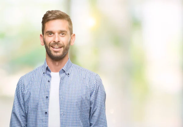 Jonge Knappe Man Dragen Witte Shirt Geïsoleerde Achtergrond Met Een — Stockfoto