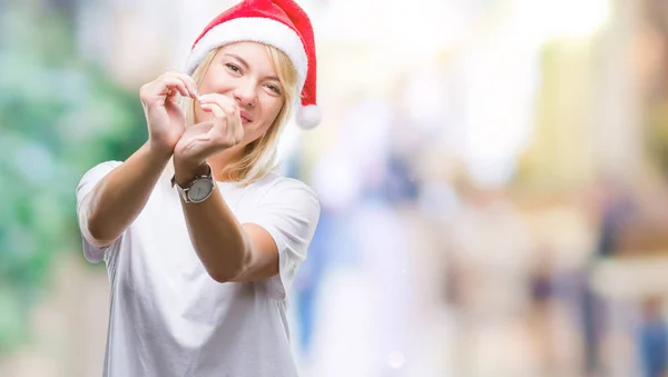 Mladá Krásná Blondýna Žena Nosí Vánoční Čepice Izolované Pozadí Úsměvem — Stock fotografie