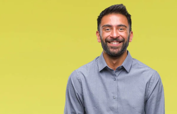 Hombre Hispano Adulto Sobre Fondo Aislado Con Una Sonrisa Feliz —  Fotos de Stock