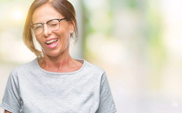 Middle Age Senior Hispanic Woman Wearing Glasses Isolated Background Winking — Stock Photo, Image