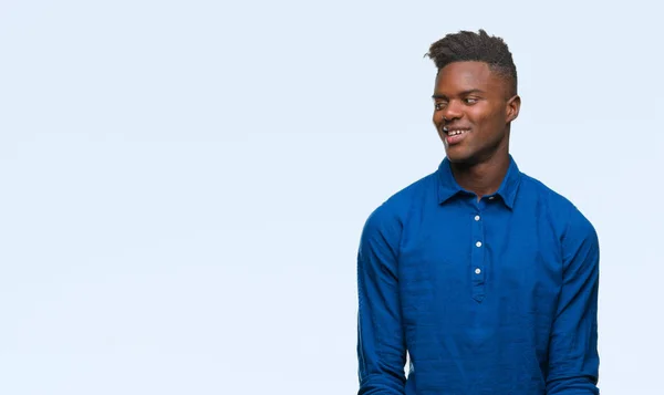 Junger Afrikanisch Amerikanischer Mann Mit Isoliertem Hintergrund Der Mit Einem — Stockfoto