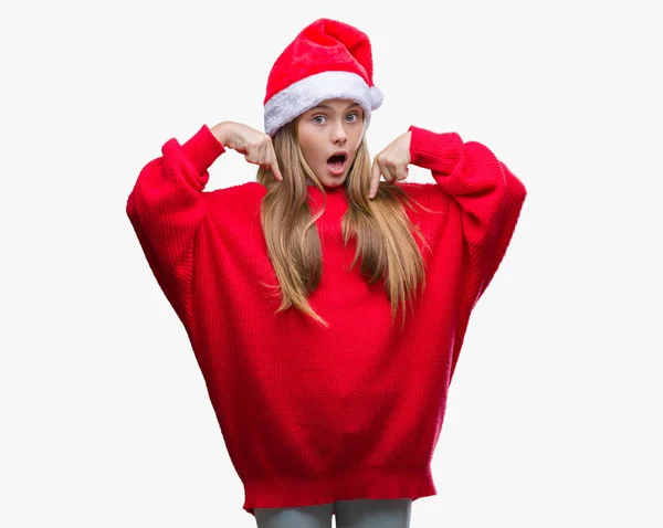 Young Beautiful Girl Wearing Christmas Hat Isolated Background Looking Confident — Stock Photo, Image