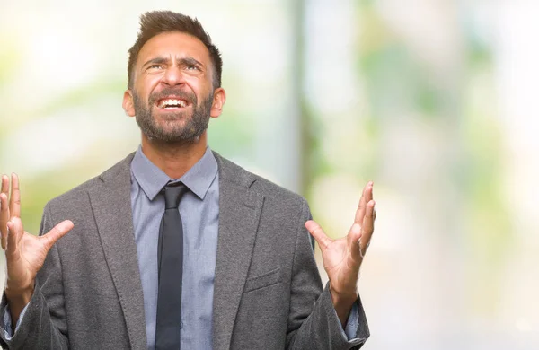 Hombre Negocios Hispano Adulto Sobre Fondo Aislado Loco Loco Gritando —  Fotos de Stock