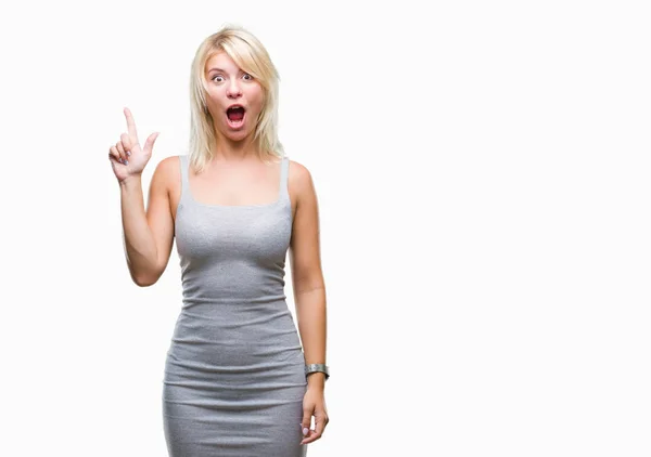 Junge Schöne Blonde Frau Über Isoliertem Hintergrund Mit Erhobenem Zeigefinger — Stockfoto