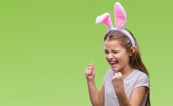 Joven Chica Hermosa Con Orejas Conejito Pascua Sobre Fondo Aislado — Foto de Stock