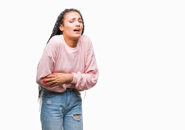 Junge Geflochtene Haare Afrikanisch Amerikanische Mädchen Trägt Pullover Über Isoliertem — Stockfoto