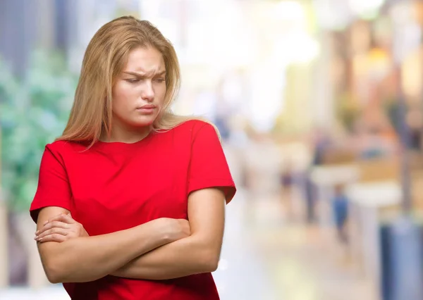 Junge Kaukasische Frau Mit Isoliertem Hintergrund Skeptisch Und Nervös Missbilligender — Stockfoto