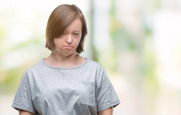 Giovane Donna Adulta Con Sindrome Sfondo Isolato Depresso Preoccupazione Angoscia — Foto Stock