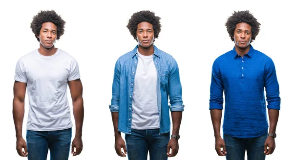 Коллаж Африканского Американского Молодого Человека Рубашки Бизнесмена Изолированном Фоне Серьезным — стоковое фото