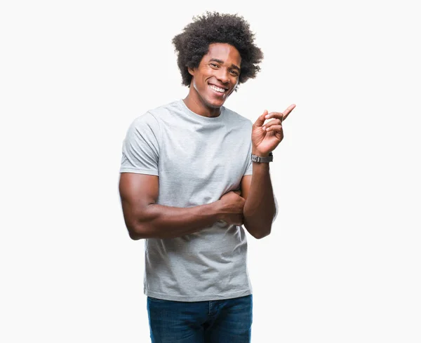 Afro Amerikansk Man Över Isolerade Bakgrund Med Ett Stort Leende — Stockfoto