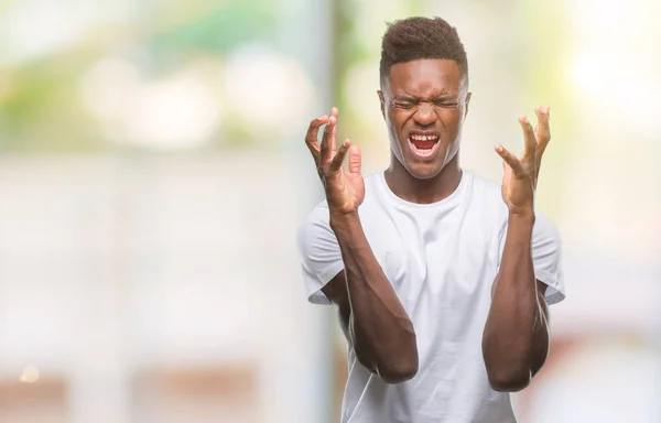 Jonge Afro Amerikaanse Man Geïsoleerde Achtergrond Vieren Gekke Gekke Voor — Stockfoto