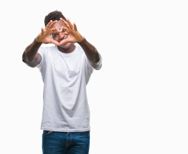 Jovem Homem Afro Americano Sobre Fundo Isolado Sorrindo Amor Mostrando — Fotografia de Stock