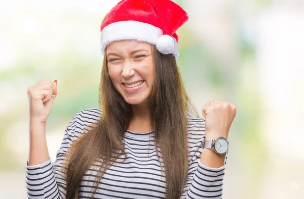 Junge Schöne Kaukasische Frau Mit Weihnachtsmütze Über Isoliertem Hintergrund Sehr — Stockfoto