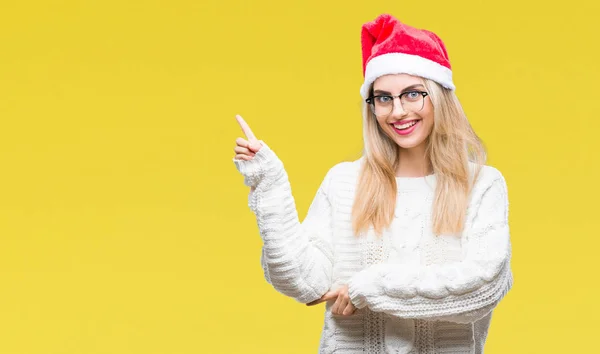 Junge Schöne Blonde Frau Trägt Weihnachtsmütze Über Isoliertem Hintergrund Mit — Stockfoto