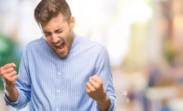 Joven Hombre Guapo Sobre Fondo Aislado Muy Feliz Emocionado Haciendo —  Fotos de Stock