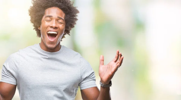 Afro Américain Sur Fond Isolé Célébrant Fou Fou Succès Avec — Photo