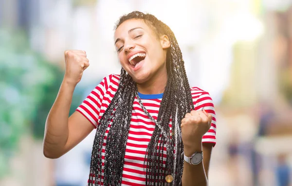 Jeune Fille Afro Américaine Cheveux Tressés Sur Fond Isolé Très — Photo