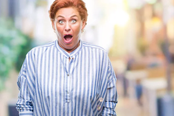 Atrractive Senior Caucasian Redhead Woman Isolated Background Afraid Shocked Surprise — Stock Photo, Image