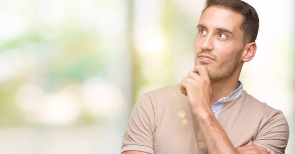 Guapo Joven Cara Seria Pensando Pregunta Idea Muy Confusa — Foto de Stock