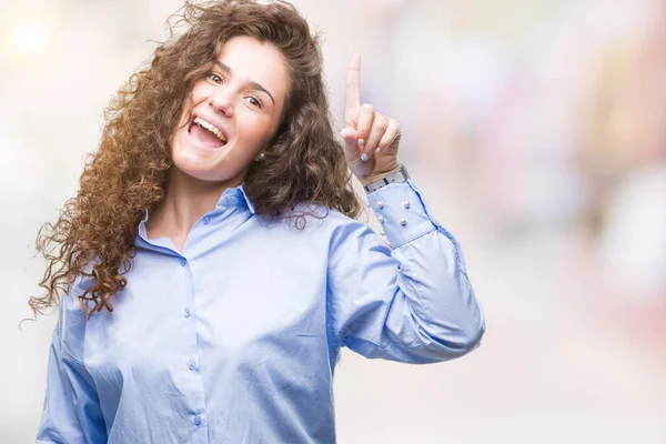 Beautiful Brunette Curly Hair Young Girl Wearing Elgant Look Isolated — Stock Photo, Image