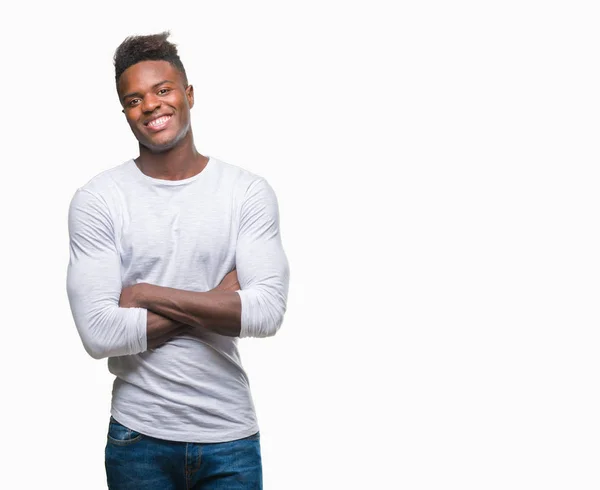 Jonge Afro Amerikaanse Man Geïsoleerde Achtergrond Blij Gezicht Lachend Met — Stockfoto