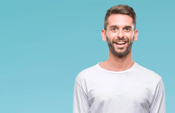 Joven Hombre Guapo Sobre Fondo Aislado Con Una Sonrisa Feliz —  Fotos de Stock