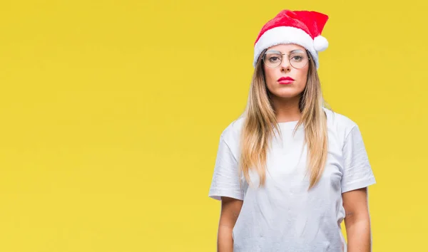 Ung Vacker Kvinna Som Bär Jul Hatt Över Isolerade Bakgrund — Stockfoto