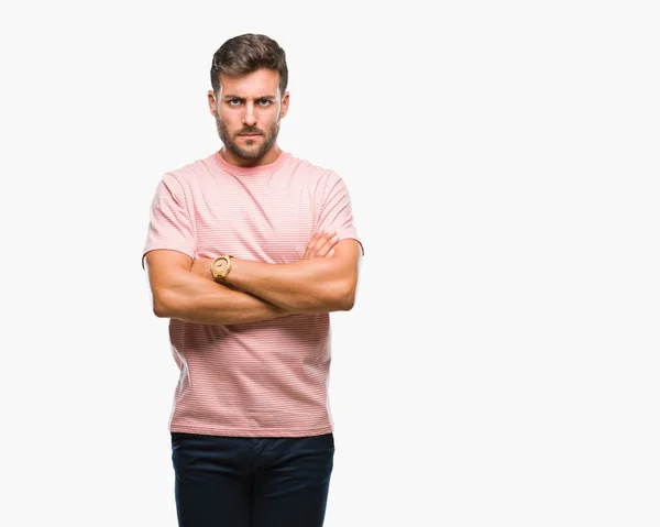 Joven Hombre Guapo Sobre Fondo Aislado Escéptico Nervioso Desaprobando Expresión — Foto de Stock