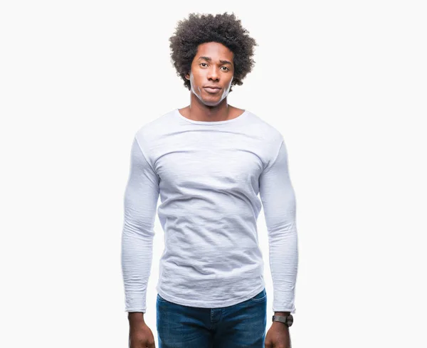 Afro Amerikaanse Man Geïsoleerde Achtergrond Met Ernstige Uitdrukking Het Gezicht — Stockfoto
