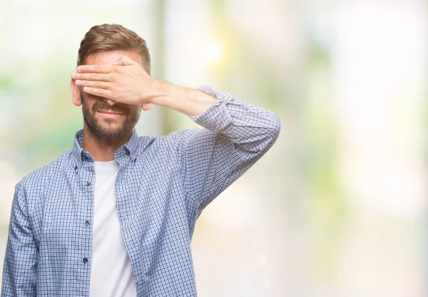 Giovane Bell Uomo Che Indossa Una Shirt Bianca Sfondo Isolato — Foto Stock