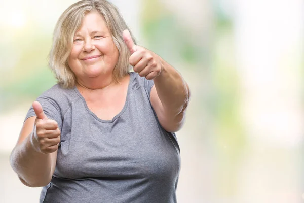 Senior Size Caucasian Woman Isolated Background Approving Doing Positive Gesture — Stock Photo, Image