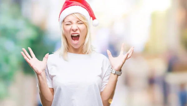 Young Beautiful Blonde Woman Wearing Christmas Hat Isolated Background Celebrating — Stock Photo, Image