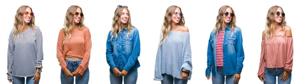 Ung Vacker Ung Kvinna Som Bär Casual Look Över Vita — Stockfoto