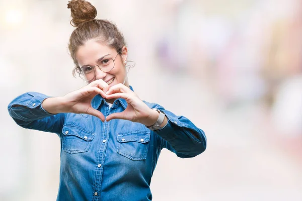 Schöne Junge Brünette Lockige Haare Mädchen Trägt Eine Brille Über — Stockfoto