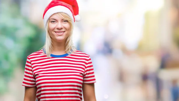 Mladá Krásná Blondýna Žena Nosí Vánoční Čepice Izolované Pozadí Príma — Stock fotografie