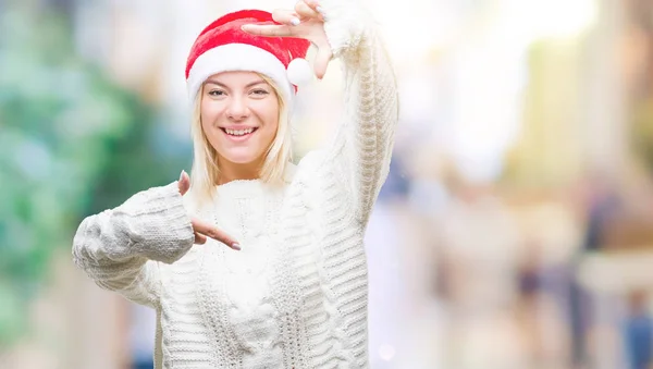 Mladá Krásná Blondýna Žena Nosí Vánoční Čepice Izolované Pozadí Provedení — Stock fotografie