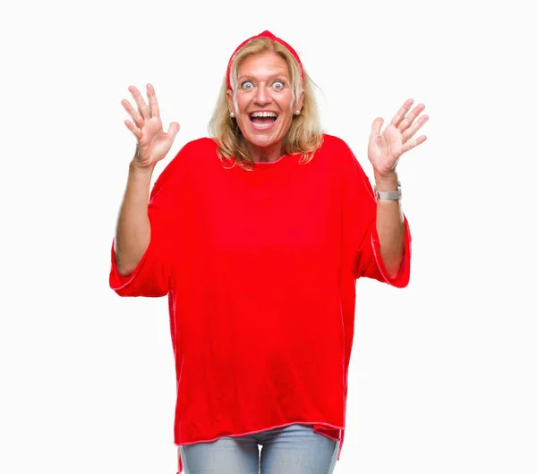 Middle Age Blonde Woman Isolated Background Celebrating Crazy Amazed Success — Stock Photo, Image