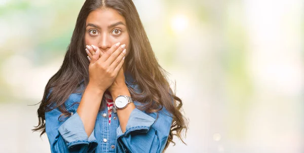 Young Beautiful Arab Woman Isolated Background Shocked Covering Mouth Hands — Stock Photo, Image