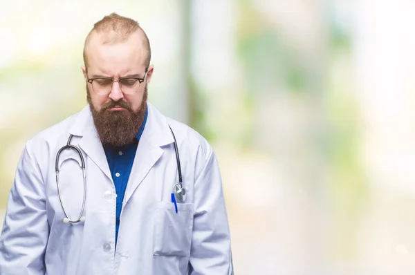 Jonge Blanke Dokter Man Dragen Van Medische Witte Jas Geïsoleerde — Stockfoto