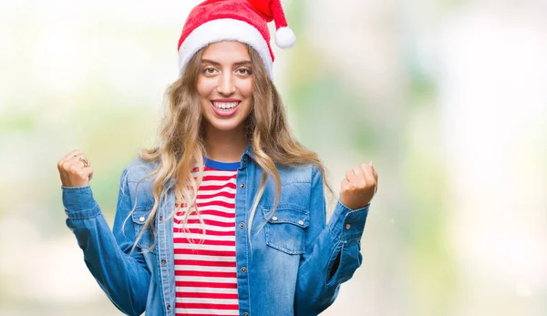 Güzel Genç Sarışın Kadın Izole Arka Plan Kutlama Üzerinde Noel — Stok fotoğraf