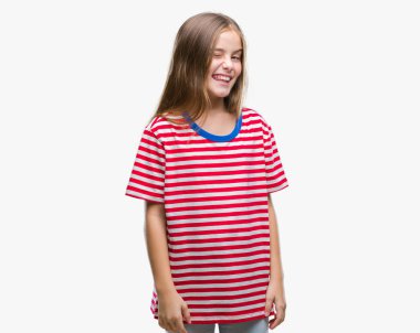 Genç güzel kız seksi bir ifadeyle, neşeli ve mutlu yüzünü kameraya bakarak göz kırpıyor izole arka plan üzerinde.