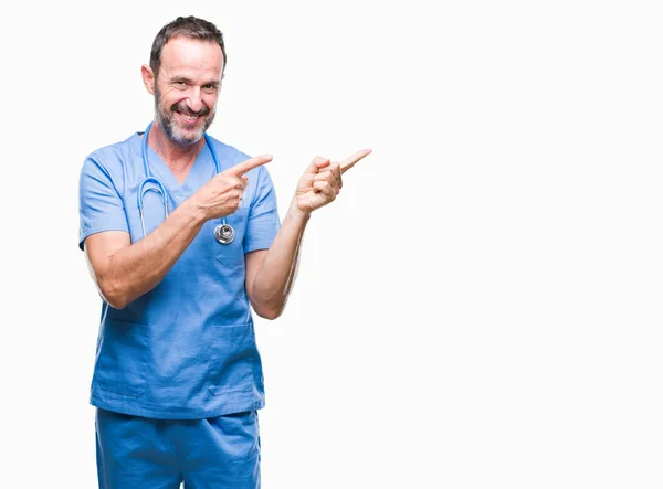 Middle Age Hoary Senior Doctor Man Wearing Medical Uniform Isolated — Stock Photo, Image