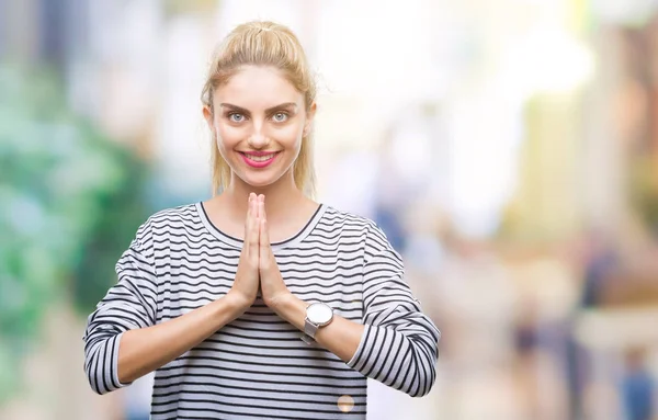 Giovane Bella Donna Bionda Che Indossa Maglione Righe Sfondo Isolato — Foto Stock