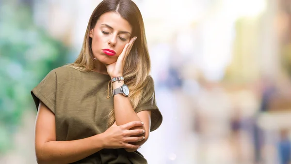 Young Beautiful Woman Isolated Background Thinking Looking Tired Bored Depression — Stock Photo, Image