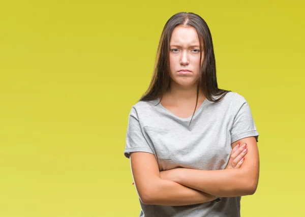 Junge Kaukasische Schöne Frau Mit Isoliertem Hintergrund Skeptisch Und Nervös — Stockfoto