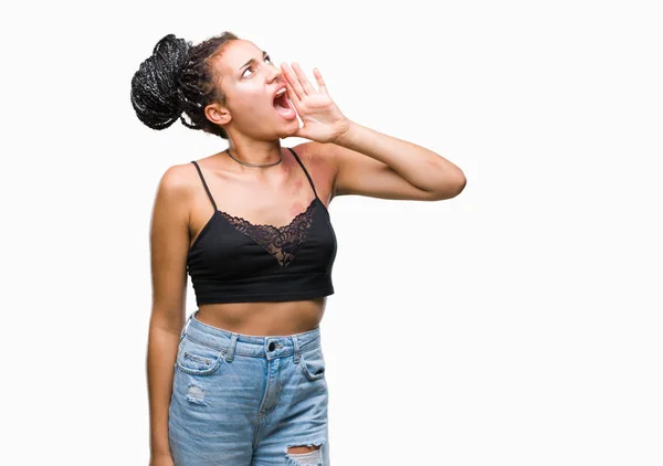 Cabello Trenzado Joven Afroamericano Con Manchas Pigmentación Marca Nacimiento Sobre — Foto de Stock