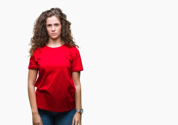 Beautiful Brunette Curly Hair Young Girl Wearing Casual Look Isolated — Stock Photo, Image