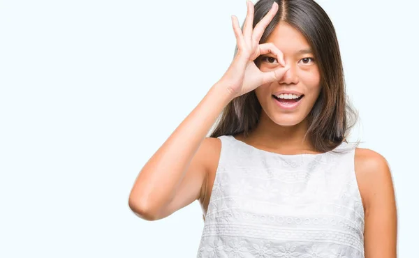 Young Asian Woman Isolated Background Doing Gesture — Stock Photo, Image