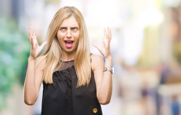 Giovane Bella Donna Occhi Biondi Blu Sfondo Isolato Che Celebra — Foto Stock