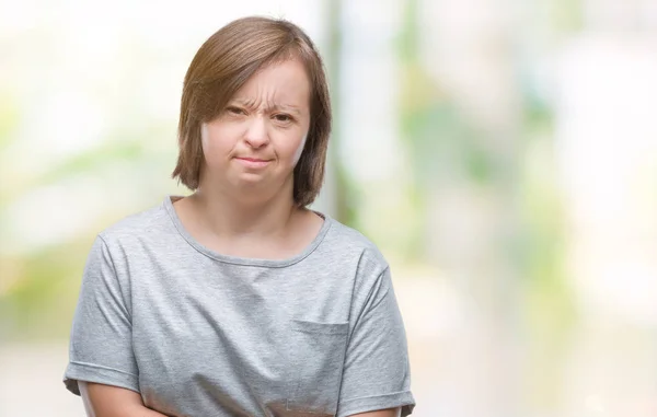 Junge Erwachsene Frau Mit Syndrom Über Isolierten Hintergrund Mit Der — Stockfoto